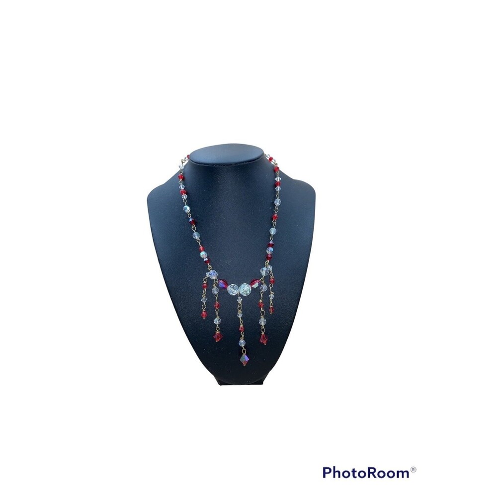 Woman’s Victorian glass stone teardrop dangle Necklace